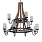 Meyda Lighting Barrel Stave 61" 12-Light Natural Wood & Golden Bronze Chandelier With Crystal Rainfall Idalight Shade