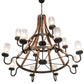 Meyda Lighting Barrel Stave 61" 12-Light Natural Wood & Golden Bronze Chandelier With Crystal Rainfall Idalight Shade