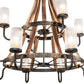 Meyda Lighting Barrel Stave 61" 12-Light Natural Wood & Golden Bronze Chandelier With Crystal Rainfall Idalight Shade