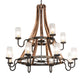Meyda Lighting Barrel Stave 61" 12-Light Natural Wood & Golden Bronze Chandelier With Crystal Rainfall Idalight Shade