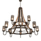 Meyda Lighting Barrel Stave 66" 12-Light 2-Tier Timeless Bronze & Charred Wood Winter Maple Chandelier