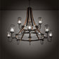 Meyda Lighting Barrel Stave 66" 12-Light 2-Tier Timeless Bronze & Charred Wood Winter Maple Chandelier