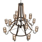 Meyda Lighting Barrel Stave 66" 12-Light 2-Tier Timeless Bronze & Charred Wood Winter Maple Chandelier