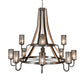 Meyda Lighting Barrel Stave 66" 12-Light 2-Tier Timeless Bronze & Charred Wood Winter Maple Chandelier