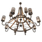 Meyda Lighting Barrel Stave 66" 12-Light 2-Tier Timeless Bronze & Charred Wood Winter Maple Chandelier