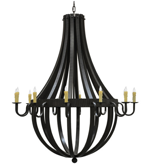 Meyda Lighting Barrel Stave 72" 12-Light Timeless Bronze Metallo Chandelier With Ivory Faux Candlelight