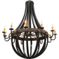 Meyda Lighting Barrel Stave 72" 12-Light Timeless Bronze Metallo Chandelier With Ivory Faux Candlelight