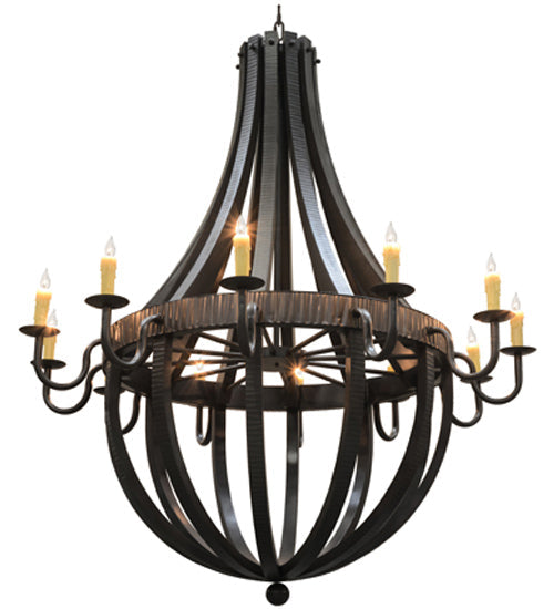 Meyda Lighting Barrel Stave 72" 12-Light Timeless Bronze Metallo Chandelier With Ivory Faux Candlelight
