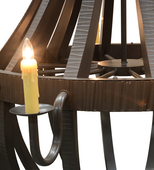 Meyda Lighting Barrel Stave 72" 12-Light Timeless Bronze Metallo Chandelier With Ivory Faux Candlelight
