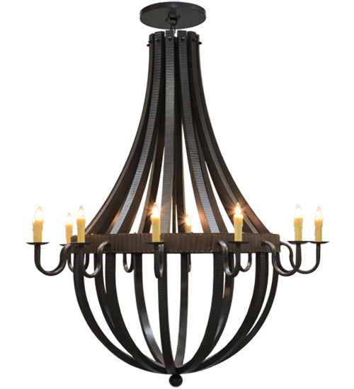 Meyda Lighting Barrel Stave 72" 12-Light Timeless Bronze Metallo Chandelier With Ivory Faux Candlelight