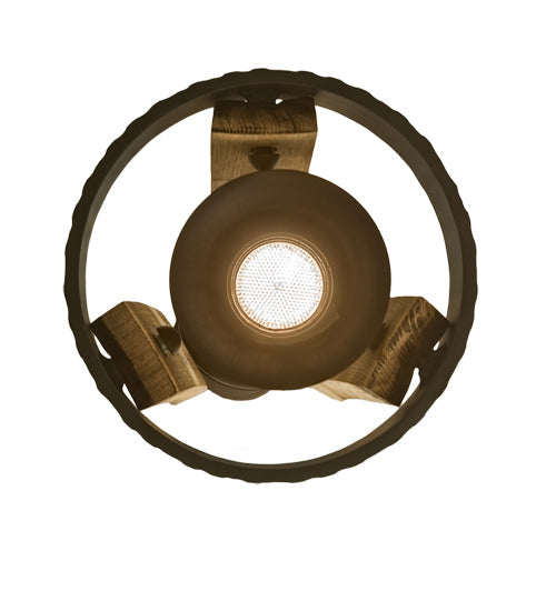 Meyda Lighting Barrel Stave 8" LED Natural Wood & Oil Rubbed Bronze Pendant Light