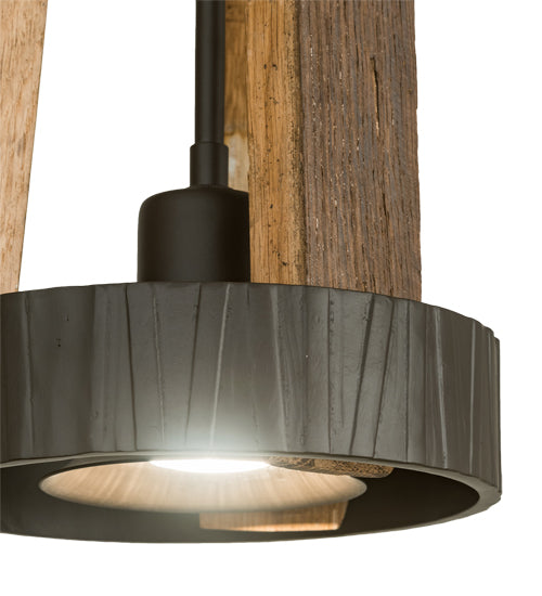 Meyda Lighting Barrel Stave 8" LED Natural Wood & Oil Rubbed Bronze Pendant Light