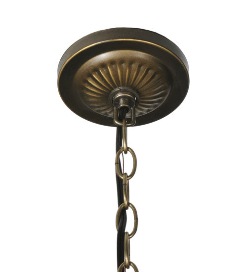Meyda Lighting Barroco 16" 2-Light Mahogany Bronze Pendant Light With Multi-Colored Shade Glass