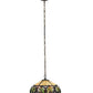 Meyda Lighting Barroco 16" 2-Light Mahogany Bronze Pendant Light With Multi-Colored Shade Glass