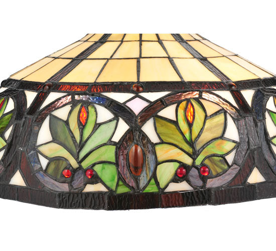 Meyda Lighting Barroco 16" 2-Light Mahogany Bronze Pendant Light With Multi-Colored Shade Glass