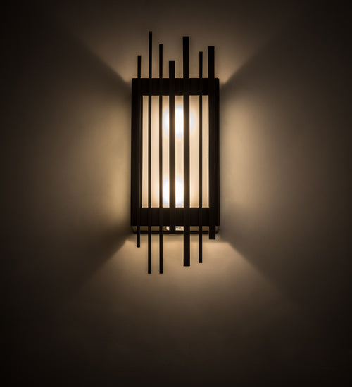 Meyda Lighting Bars & Grill 7" 2-Light Bronze Wall Sconce With Frosted Clear Shade Glass