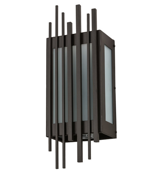 Meyda Lighting Bars & Grill 7" 2-Light Bronze Wall Sconce With Frosted Clear Shade Glass