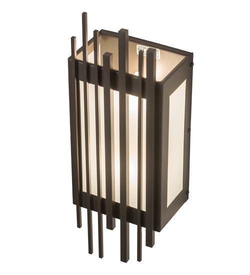 Meyda Lighting Bars & Grill 7" 2-Light Bronze Wall Sconce With Frosted Clear Shade Glass