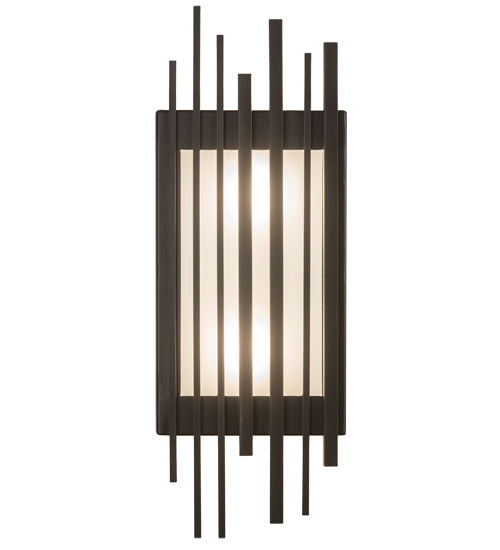 Meyda Lighting Bars & Grill 7" 2-Light Bronze Wall Sconce With Frosted Clear Shade Glass
