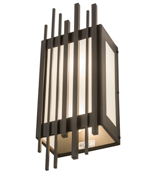 Meyda Lighting Bars & Grill 7" 2-Light Bronze Wall Sconce With Frosted Clear Shade Glass