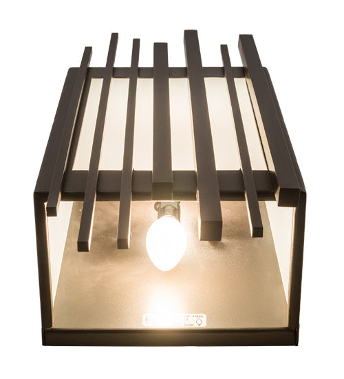Meyda Lighting Bars & Grill 7" 2-Light Bronze Wall Sconce With Frosted Clear Shade Glass