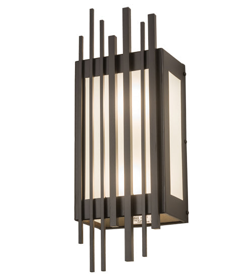 Meyda Lighting Bars & Grill 7" 2-Light Bronze Wall Sconce With Frosted Clear Shade Glass
