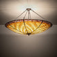 Meyda Lighting Basket Weave 48" 6-Light Mahogany Bronze Inverted Pendant Light With Multi-Colored Stained Shade Glass