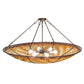 Meyda Lighting Basket Weave 48" 6-Light Mahogany Bronze Inverted Pendant Light With Multi-Colored Stained Shade Glass