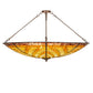 Meyda Lighting Basket Weave 48" 6-Light Mahogany Bronze Inverted Pendant Light With Multi-Colored Stained Shade Glass
