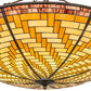 Meyda Lighting Basket Weave 48" 6-Light Mahogany Bronze Inverted Pendant Light With Multi-Colored Stained Shade Glass