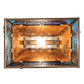 Meyda Lighting Bass and Fisherman 18" Antique Copper Island Pendant Light With Amber Mica & Blue Green Shade Glass