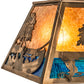 Meyda Lighting Bass and Fisherman 18" Antique Copper Island Pendant Light With Amber Mica & Blue Green Shade Glass
