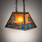 Meyda Lighting Bass and Fisherman 18" Antique Copper Island Pendant Light With Amber Mica & Blue Green Shade Glass