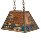 Meyda Lighting Bass and Fisherman 18" Antique Copper Island Pendant Light With Amber Mica & Blue Green Shade Glass
