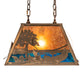 Meyda Lighting Bass and Fisherman 18" Antique Copper Island Pendant Light With Amber Mica & Blue Green Shade Glass
