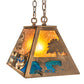 Meyda Lighting Bass and Fisherman 18" Antique Copper Island Pendant Light With Amber Mica & Blue Green Shade Glass