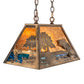 Meyda Lighting Bass and Fisherman 18" Antique Copper Island Pendant Light With Amber Mica & Blue Green Shade Glass