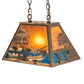 Meyda Lighting Bass and Fisherman 18" Antique Copper Island Pendant Light With Amber Mica & Blue Green Shade Glass
