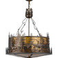Meyda Lighting Bass and Fisherman 26" 4-Light Antique Copper Inverted Pendant Light With Amber Mica Shade Glass