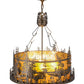 Meyda Lighting Bass and Fisherman 26" 4-Light Antique Copper Inverted Pendant Light With Amber Mica Shade Glass