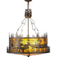 Meyda Lighting Bass and Fisherman 26" 4-Light Antique Copper Inverted Pendant Light With Amber Mica Shade Glass