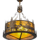 Meyda Lighting Bass and Fisherman 26" 4-Light Antique Copper Inverted Pendant Light With Amber Mica Shade Glass