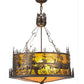 Meyda Lighting Bass and Fisherman 26" 4-Light Antique Copper Inverted Pendant Light With Amber Mica Shade Glass