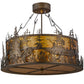 Meyda Lighting Bass and Fisherman 26" 4-Light Antique Copper Semi-flush Mount Ceiling Light With Amber Mica Shade Glass