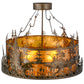 Meyda Lighting Bass and Fisherman 26" 4-Light Antique Copper Semi-flush Mount Ceiling Light With Amber Mica Shade Glass