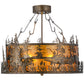Meyda Lighting Bass and Fisherman 26" 4-Light Antique Copper Semi-flush Mount Ceiling Light With Amber Mica Shade Glass