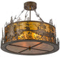 Meyda Lighting Bass and Fisherman 26" 4-Light Antique Copper Semi-flush Mount Ceiling Light With Amber Mica Shade Glass