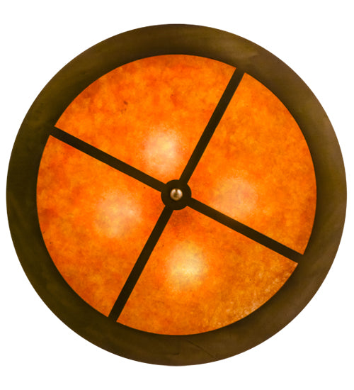 Meyda Lighting Bass and Fisherman 26" 4-Light Antique Copper Semi-flush Mount Ceiling Light With Amber Mica Shade Glass