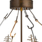 Meyda Lighting Bass and Fisherman 26" 4-Light Antique Copper Semi-flush Mount Ceiling Light With Amber Mica Shade Glass