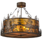 Meyda Lighting Bass and Fisherman 26" 4-Light Antique Copper Semi-flush Mount Ceiling Light With Amber Mica Shade Glass